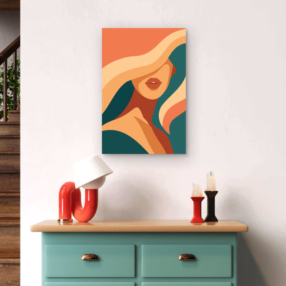 Minimalist Boho Terracotta Woman Face Art 40x60cm Metal Print Ready to Hang