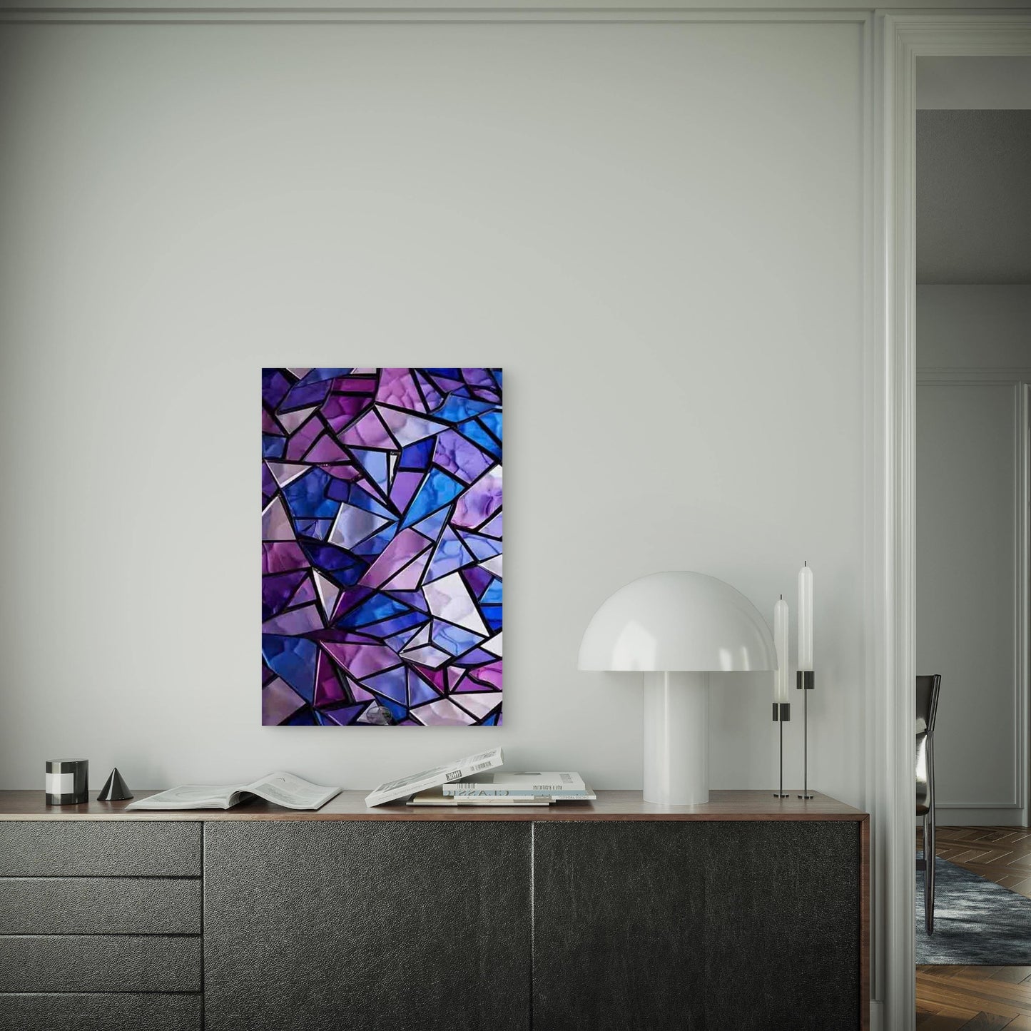 Violet Mosaic Abstract Geometric 60x90cm Metal Print Ready to Hang