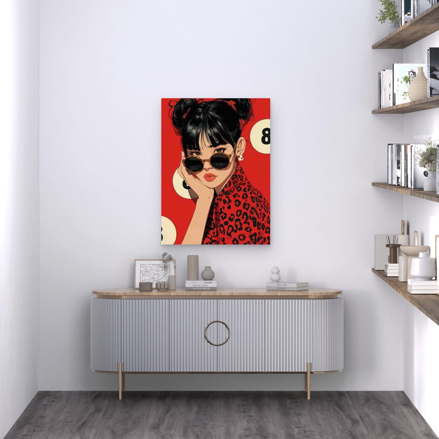 8 Red Leopard Retro Art Girly 60x90cm Metal Print Ready to Hang