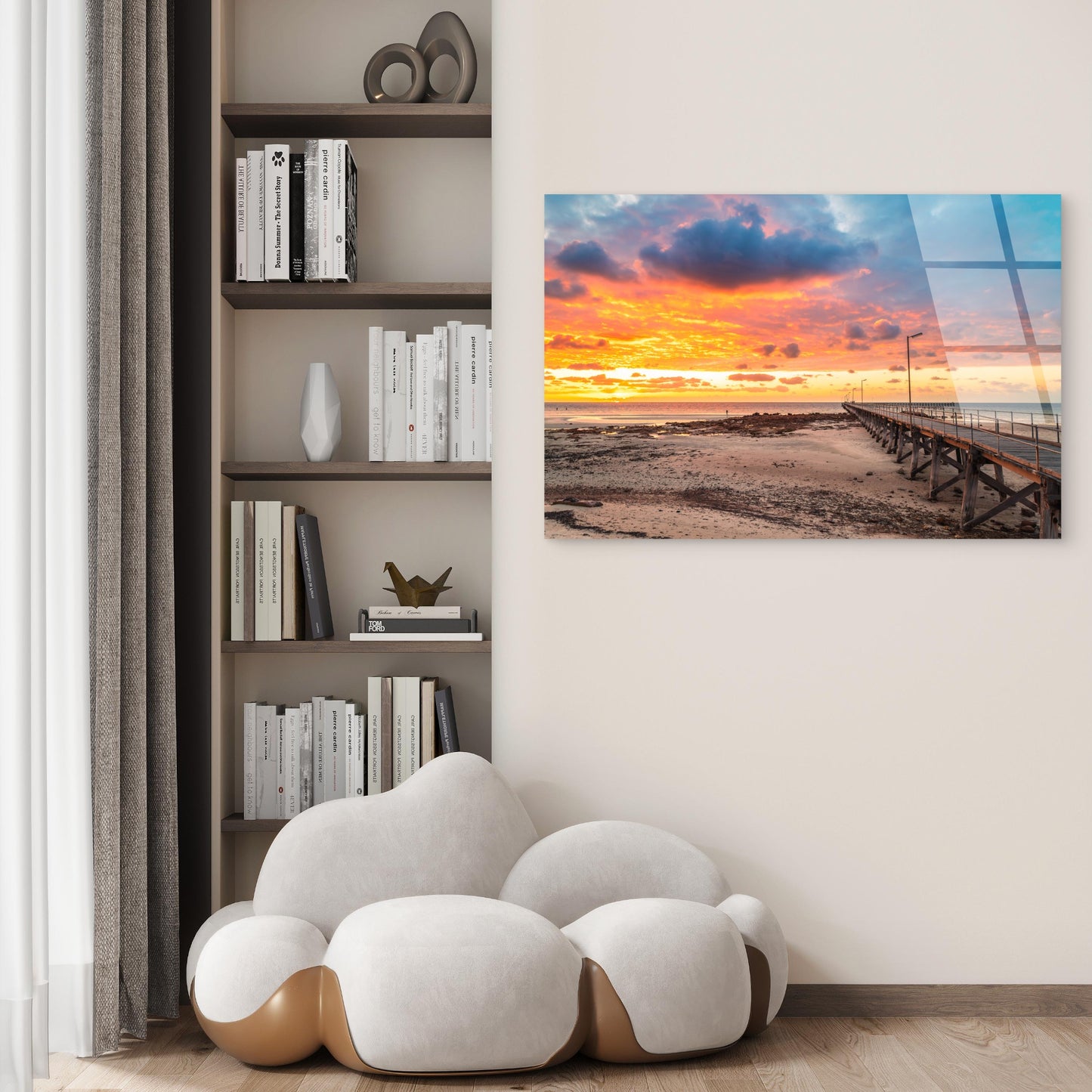Scenic Coastal Ocean Beach Jetty Sunset  Acrylic Glass Printing Wall Art Australian Made Quality