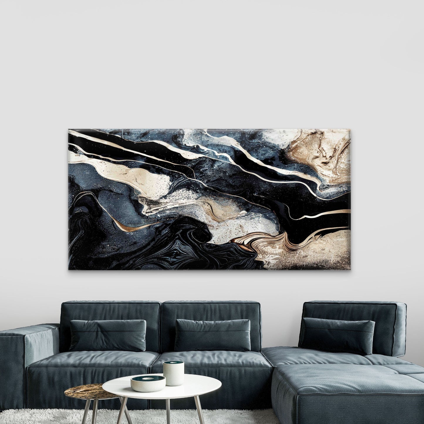 Natural Luxury Marbling Pattern Wall Art Canvas Office Home Room Framed 120x60cm