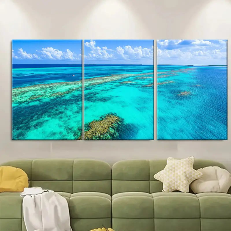 3pcs Belize Barrier Reef Belize Coast Print Metal Print Ready to Hang Art - Bella Home Decor