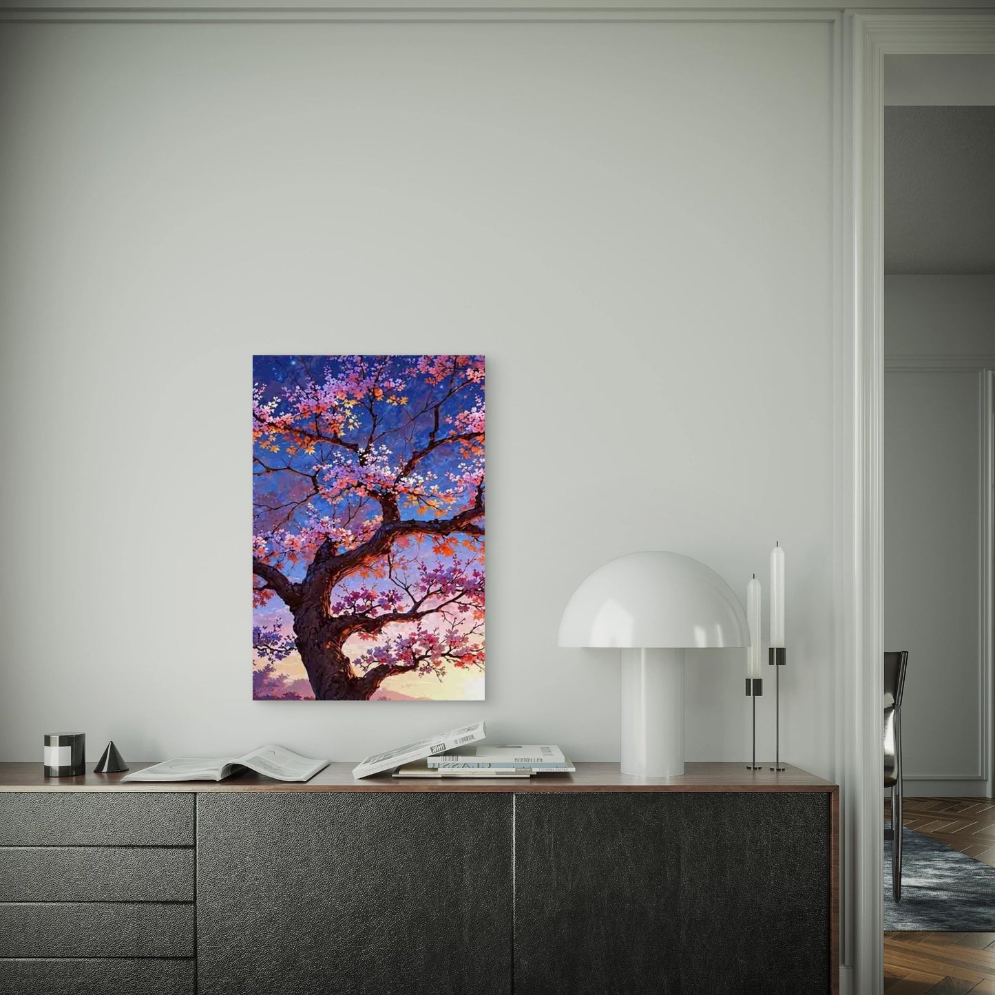 Pink & Purple Sakura Design Metal Print Ready to Hang