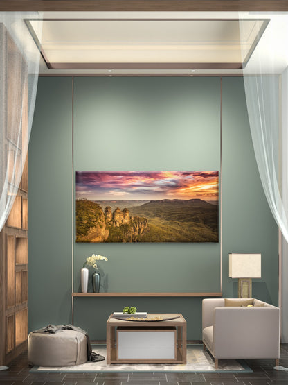Three Sisters Sunset View Wall Art Canvas Office Home Room Framed 120x60cm