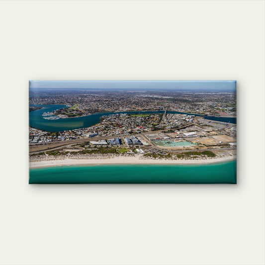 Aerial View of Coastal City Wall Art Canvas Office Home Room Framed 120x60cm - Bella Home Decor