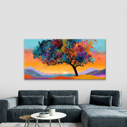 Abstract Multicolor Tree of Lif Wall Art Canvas Office Home Room Framed 120x60cm