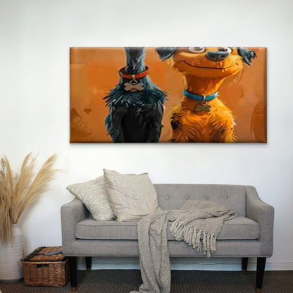 Fun Dog Friend Wall Art Canvas Office Home Room Framed 120x60cm - Bella Home Decor