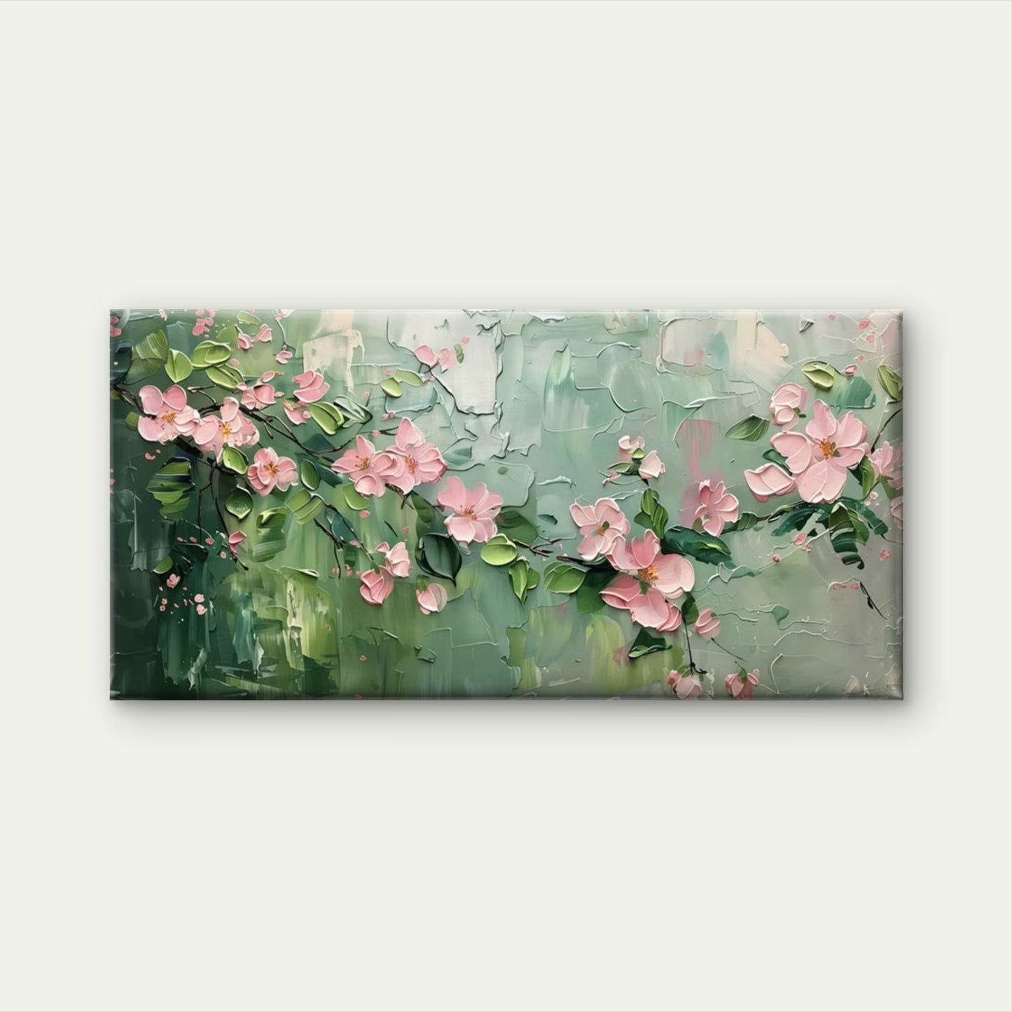 Blossom And Green Leaves Wall Art Canvas Office Home Room Framed 120x60cm