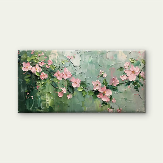 Blossom And Green Leaves Wall Art Canvas Office Home Room Framed 120x60cm