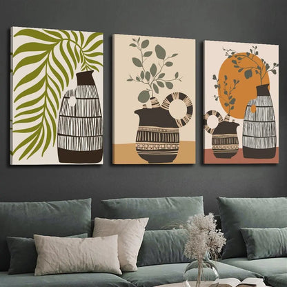3pcs Vintage Botanical Floral & Leaf Design Metal Print Ready to Hang Art