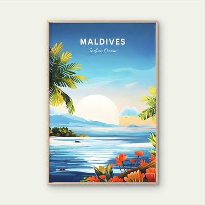 Maldives Indian Ocean Landscape Travel Poster Print Wall Art