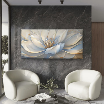 White & Golden for Flower Wall Art Canvas Office Home Room Framed 120x60cm