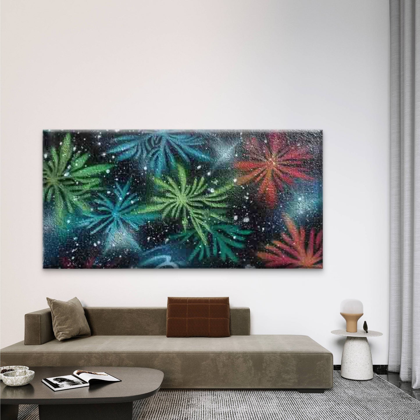 Colorful Fireworks Starry Sky Wall Art Canvas Office Home Room Framed 120x60cm