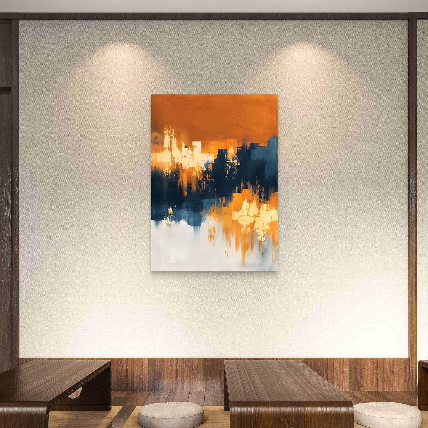 Navy Gold Palette Abstract Stroke 60x90cm Metal Print Ready to Hang - Bella Home Decor