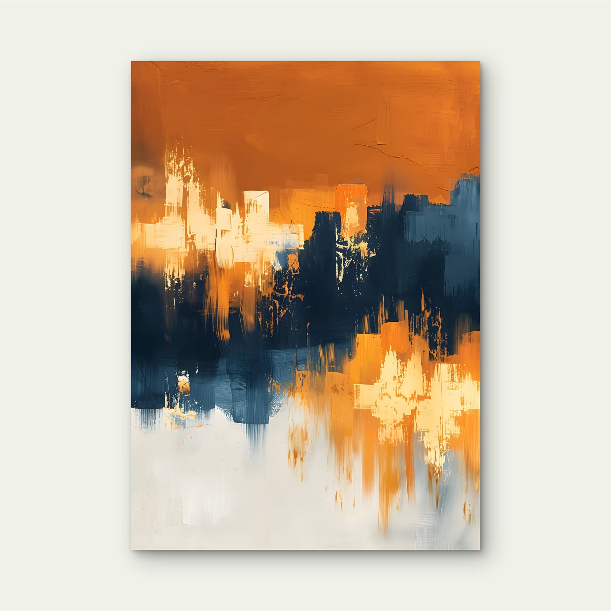 Navy Gold Palette Abstract Stroke 60x90cm Metal Print Ready to Hang - Bella Home Decor