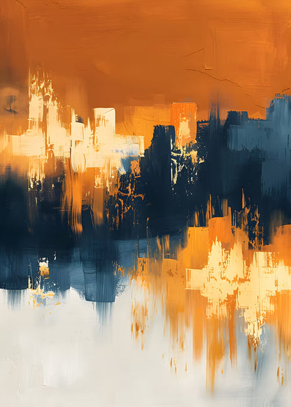 Navy Gold Palette Abstract Stroke 40x60cm Metal Print Ready to Hang - Bella Home Decor