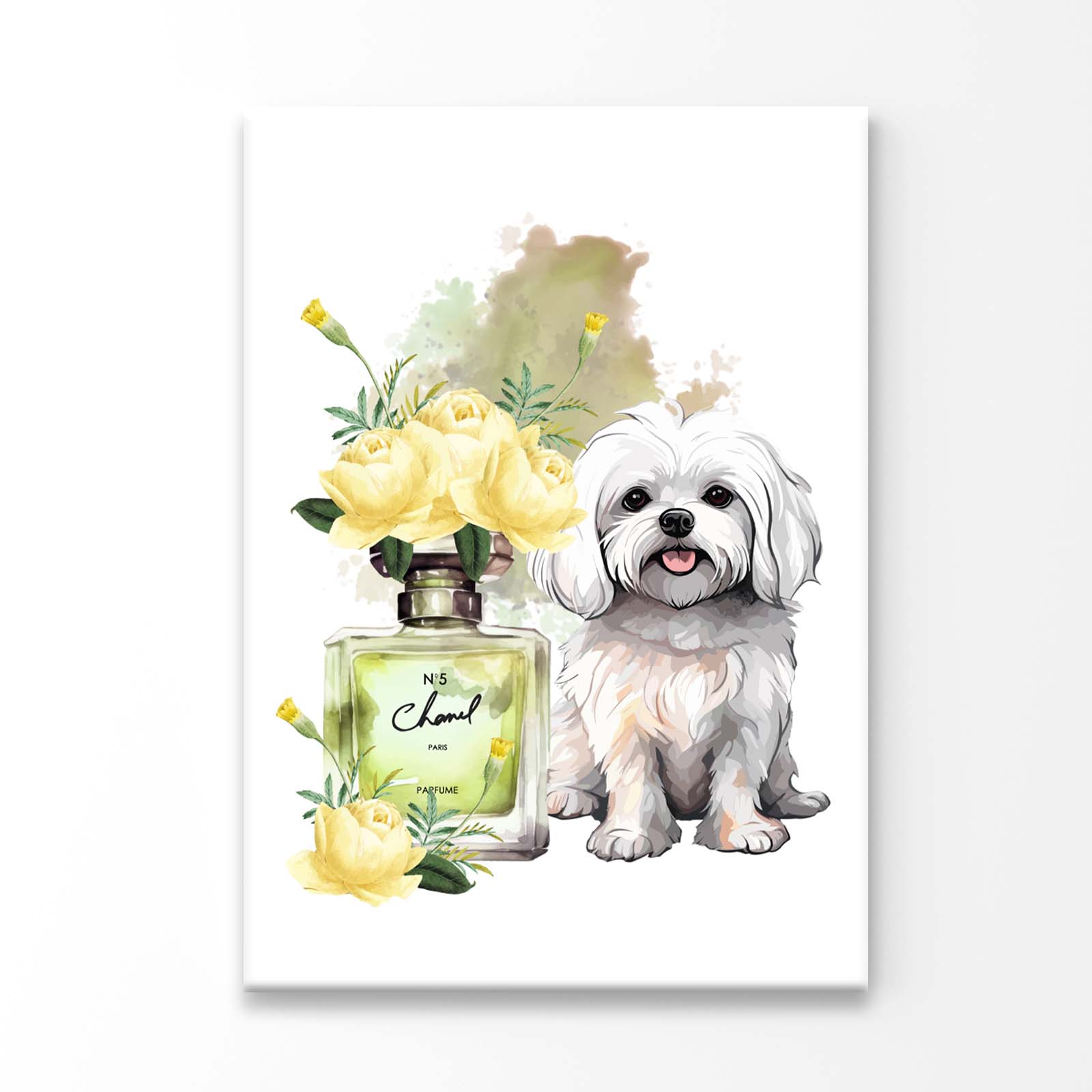 Yellow Perfume, Dog 3D Design Acrylic Glass Print Tempered Glass Wall Art 100% Made in Australia Ready to Hang