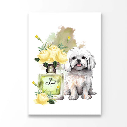 Yellow Perfume, Dog 3D Design Acrylic Glass Print Tempered Glass Wall Art 100% Made in Australia Ready to Hang