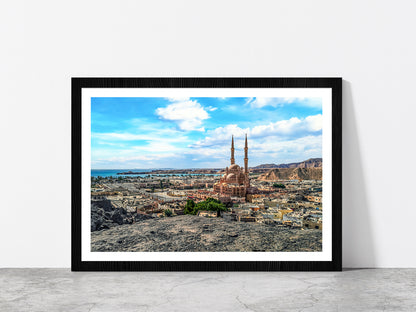 Egyptian Tourist Town & Red Sea Glass Framed Wall Art, Ready to Hang Quality Print With White Border Black