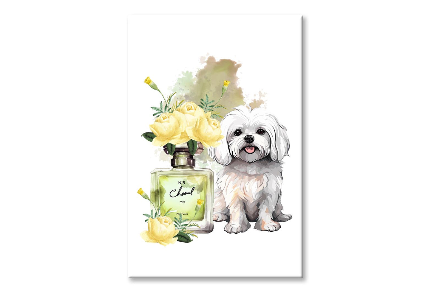 Yellow Perfume, Dog Wall Art Limited Edition High Quality Print Stretched Canvas None