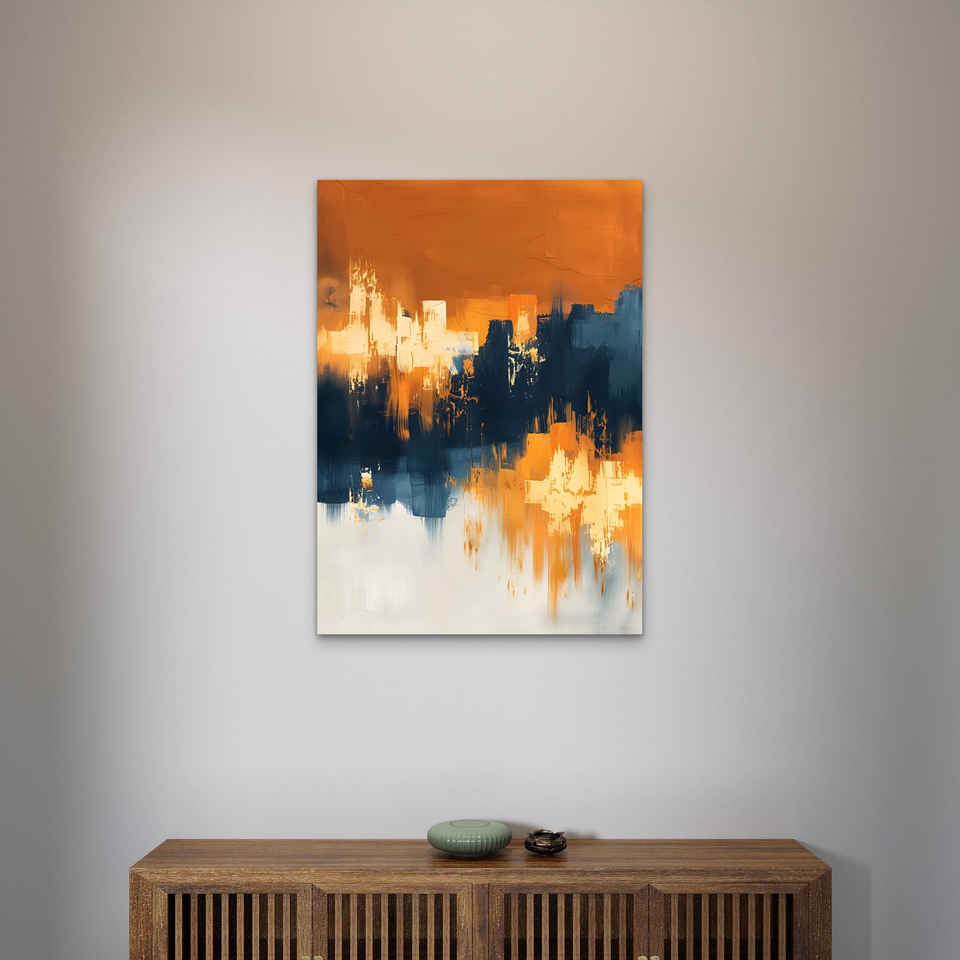 Navy Gold Palette Abstract Stroke 60x90cm Metal Print Ready to Hang - Bella Home Decor
