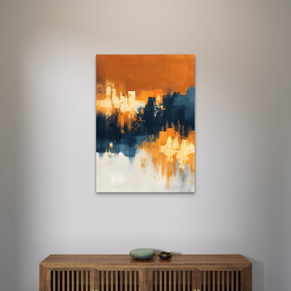 Navy Gold Palette Abstract Stroke 60x90cm Metal Print Ready to Hang - Bella Home Decor