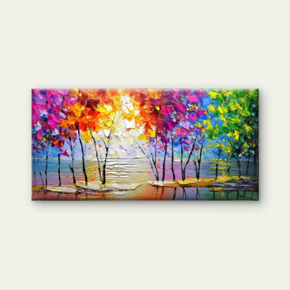 Modern Abstract Lake Sunset Wall Art Canvas Office Home Room Framed 120x60cm