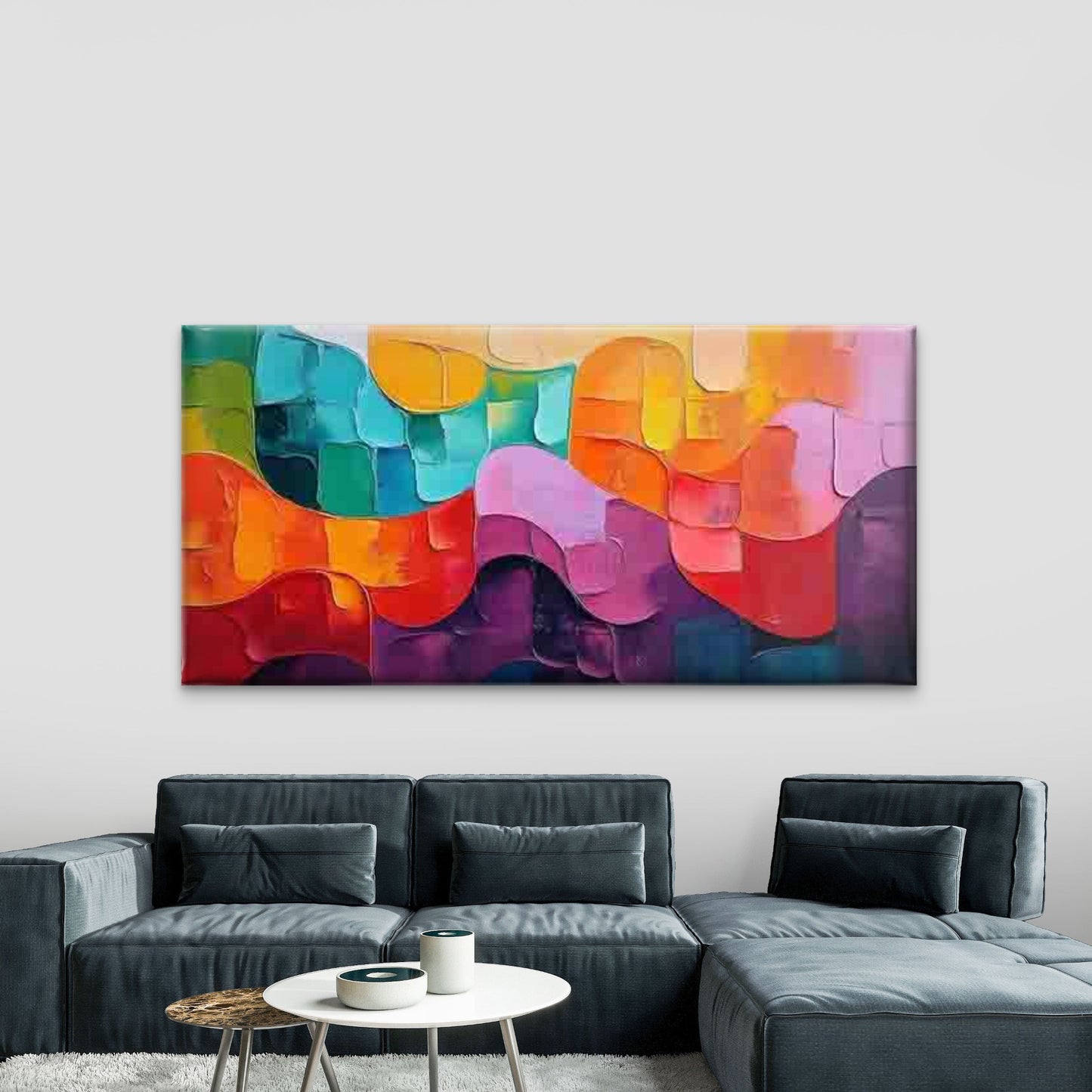 Impasto Style Abstract Design Wall Art Canvas Office Home Room Framed 120x60cm