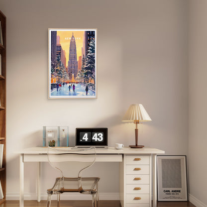 New York Empire State Building in Winter Travel Poster Print Wall Art - Bella Home Decor