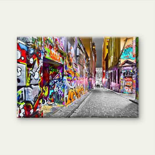 Modern Graffiti Night Street Painting Wall Art Decor 100% Australian Made