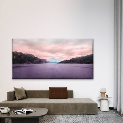 Sea Surrounded By High Rocks Wall Art Canvas Office Home Room Framed 120x60cm