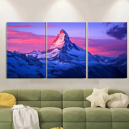 3pcs Brienzer Rothorn Swiss Alps Mountain Wall Art Set Canvas Framed 50x70cm - High Quality Print 100% Australian Made Wall Canvas Ready to Hang - Bella Home Decor