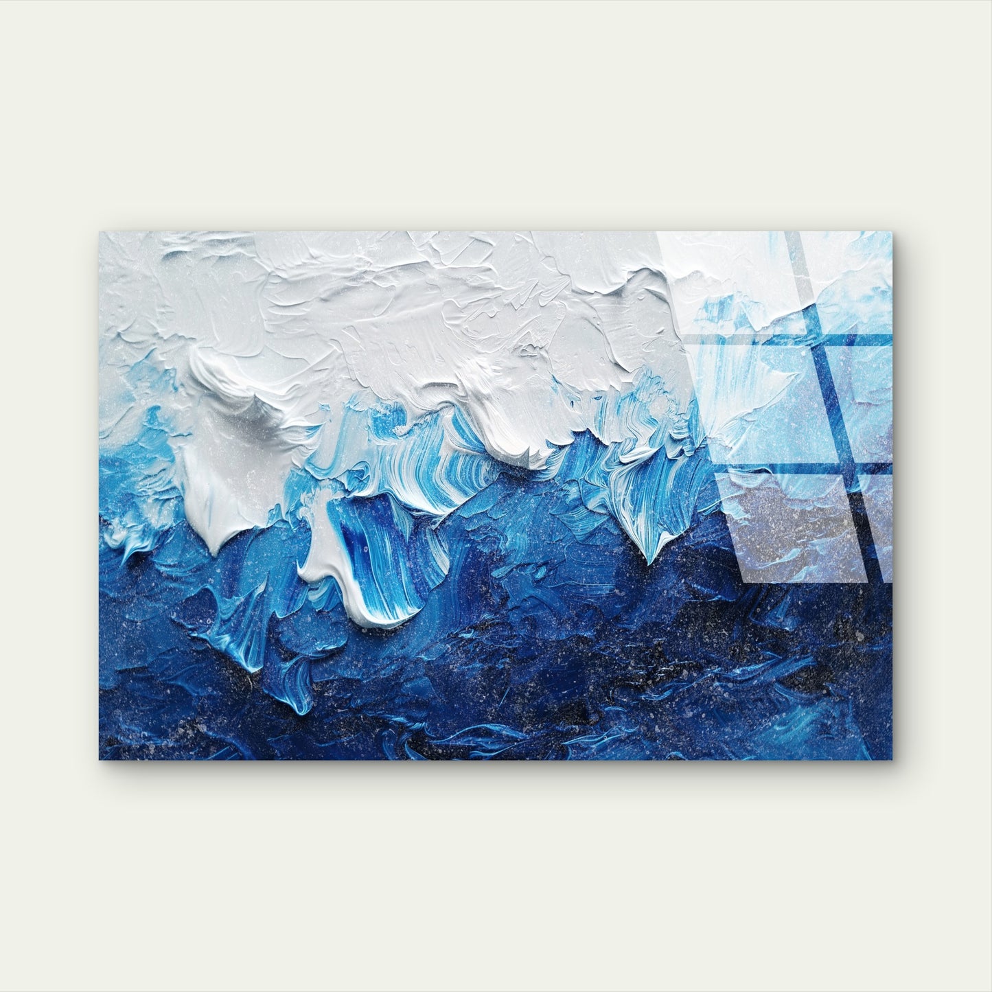 White Blue Coastal Surf Acrylic  Glass Printing Wall Art Australian Made Quality