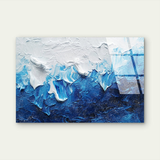White Blue Coastal Surf Acrylic Glass Printing Wall Art Australian Made Quality