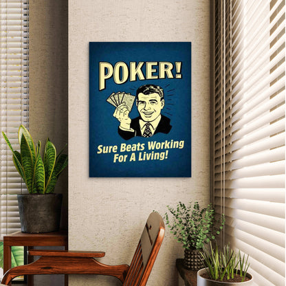 Poker Fun Artwork 40x60cm Metal Print Ready to Hang - Bella Home Decor