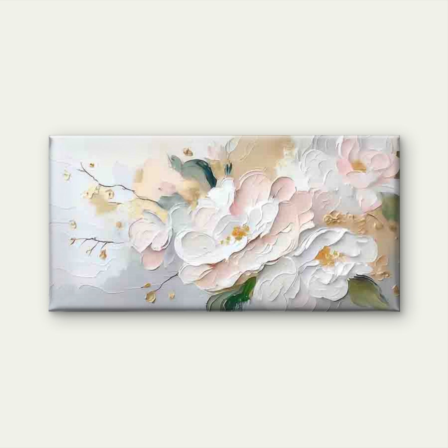 Modern Abstract White & Beige Wall Art Canvas Office Home Room Framed 120x60cm - Bella Home Decor