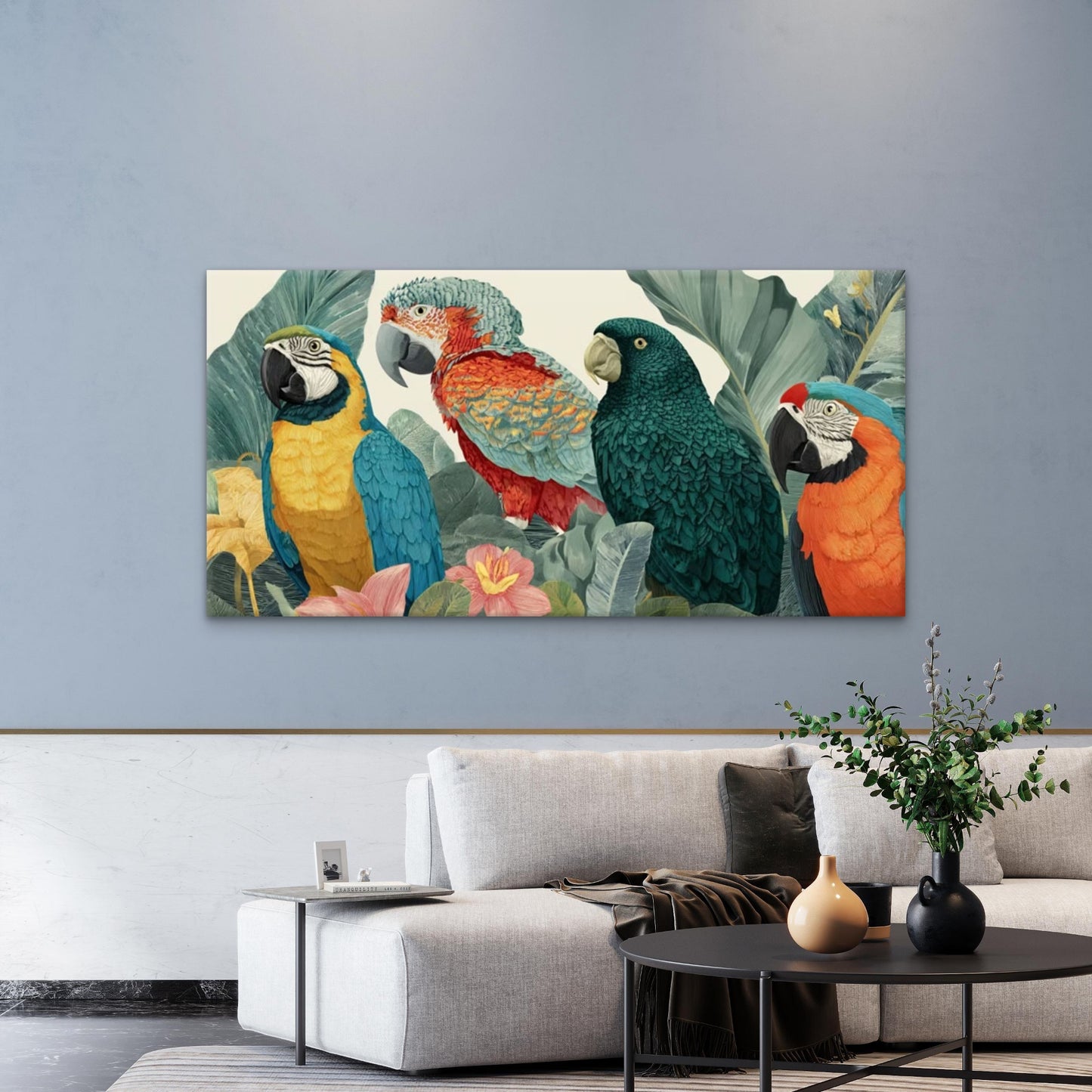 Tropical Birds Paintings Wall Art Canvas Office Home Room Framed 120x60cm
