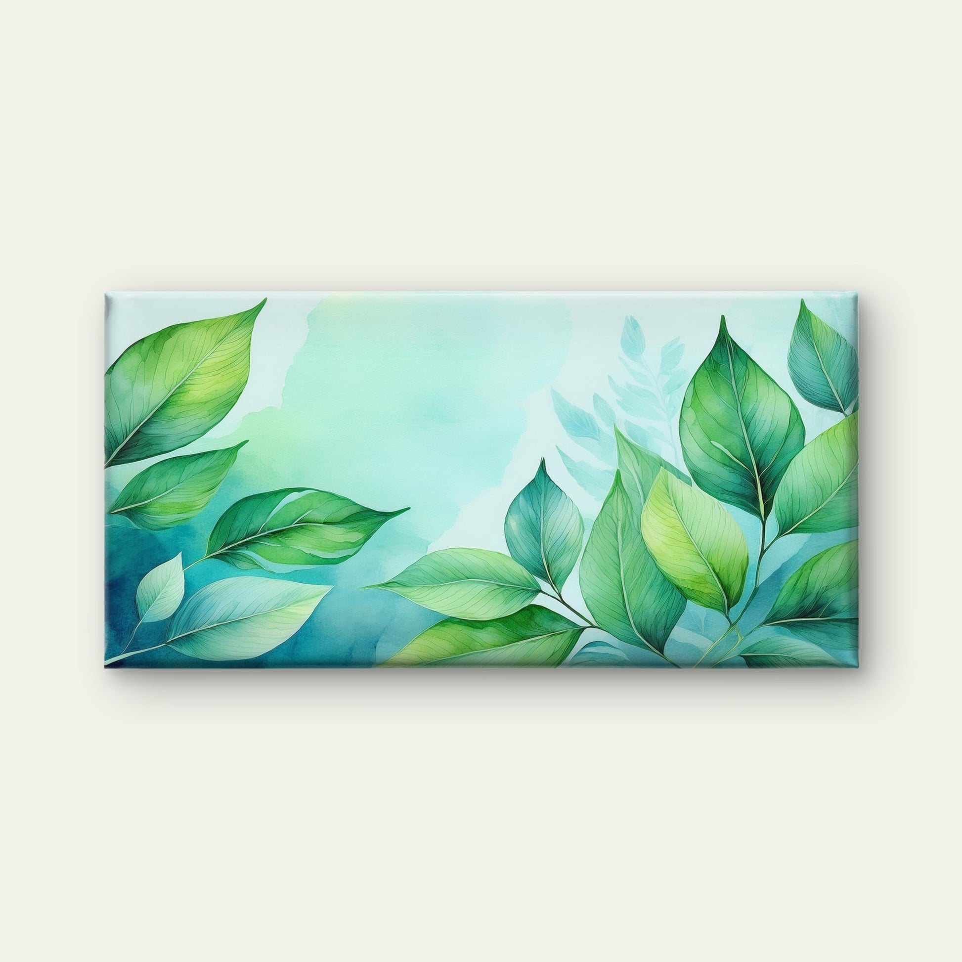 Green Leaf Watercolor Art Wall Art Canvas Office Home Room Framed 120x60cm - Bella Home Decor