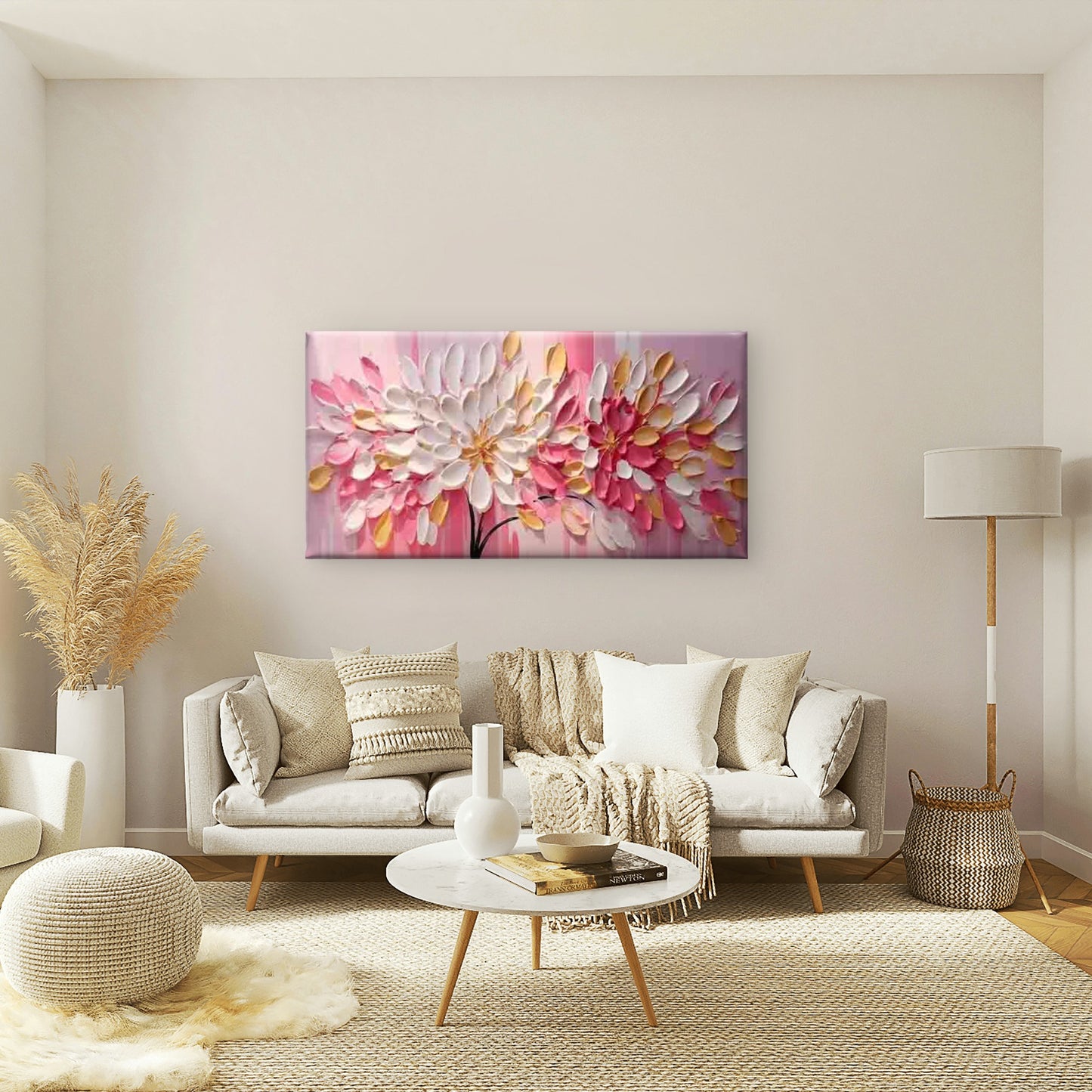 Minimalist Abstract Floral Wall Art Canvas Office Home Room Framed 120x60cm - Bella Home Decor