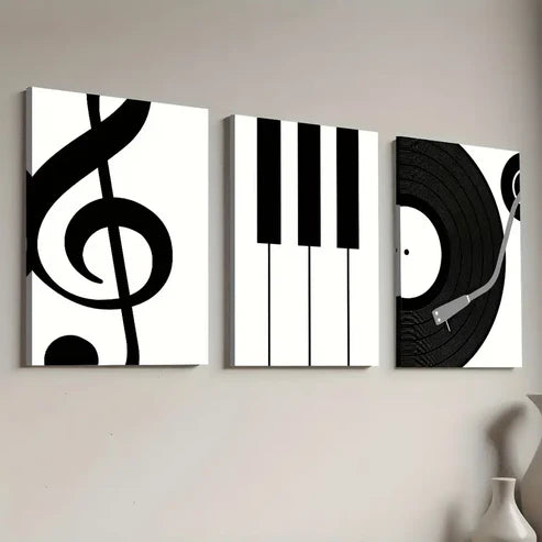 3pcs Modern Fashion Music Piano Instrument Art Wall Art Canvas Unframed - High Quality Print 100% Australian Made Wall Canvas