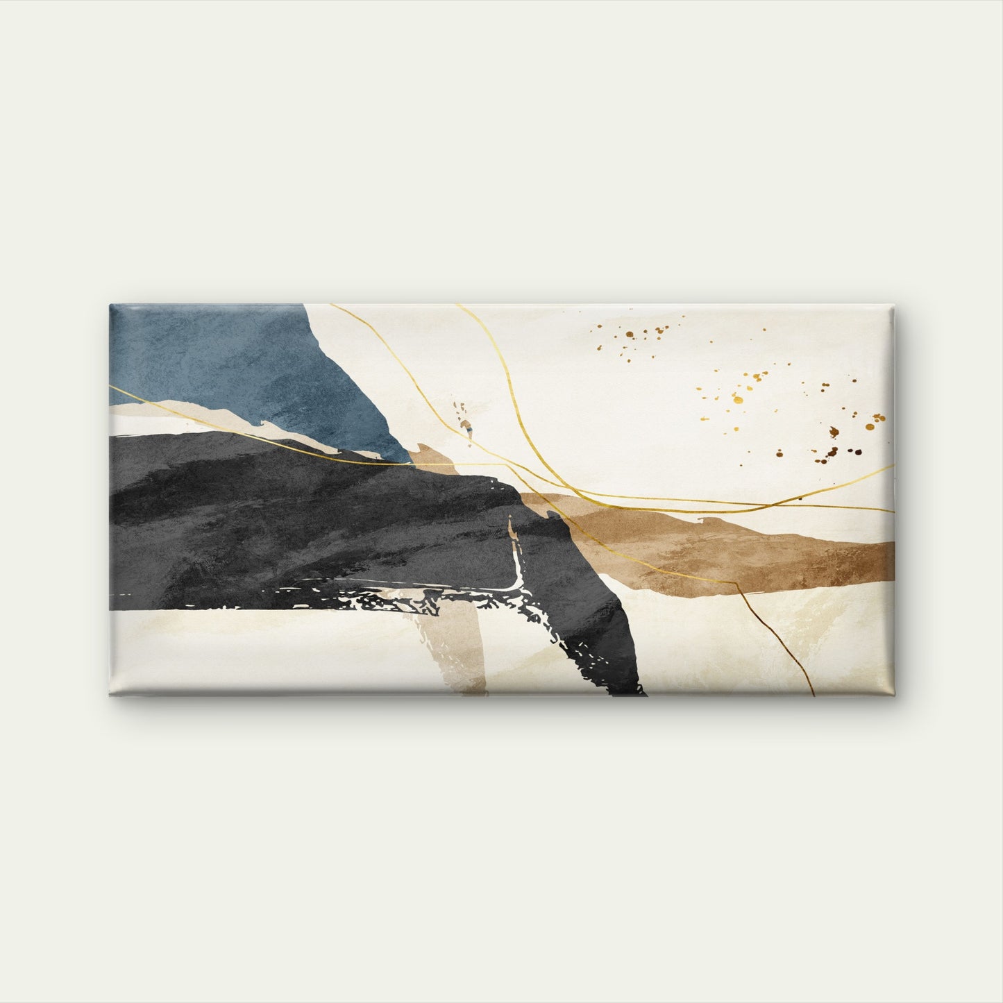 Abstract Dark Charcoal Beige Fluid Wall Art Canvas Office Home Framed 120x60cm