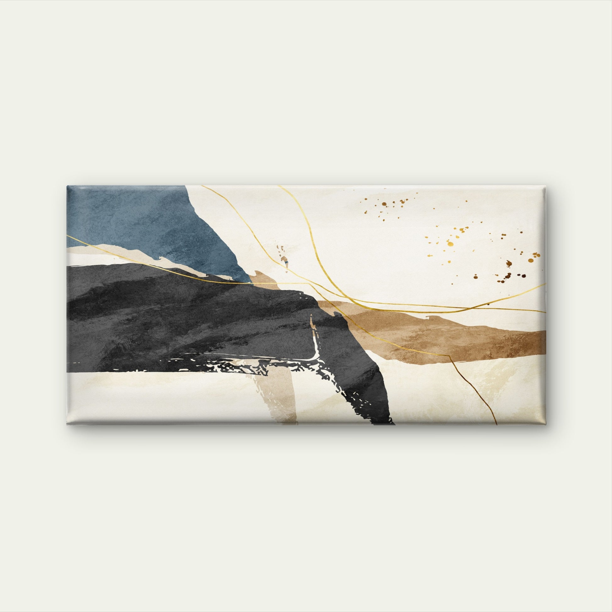 Abstract Dark Charcoal Beige Fluid Wall Art Canvas Office Home Framed 120x60cm