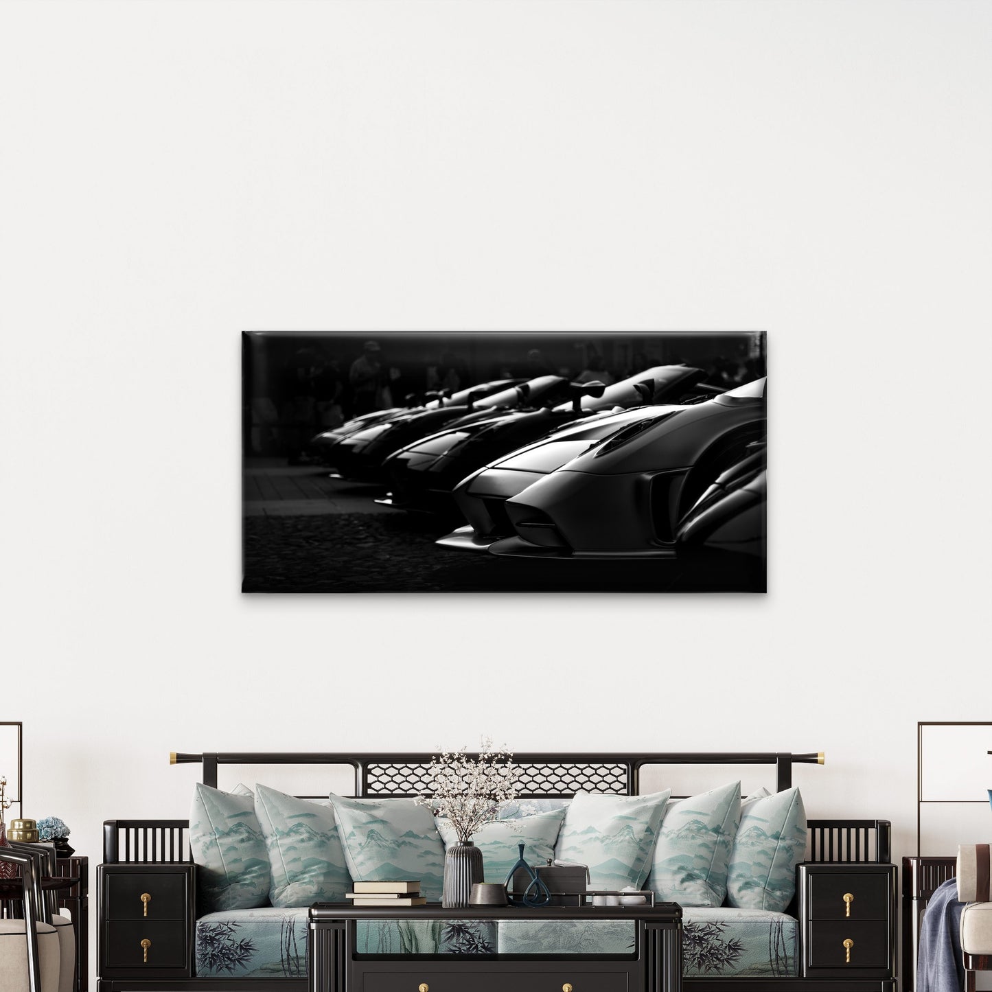 Black White Pagani Huayra Supercars Wall Art Canvas Office Home Framed 120x60cm