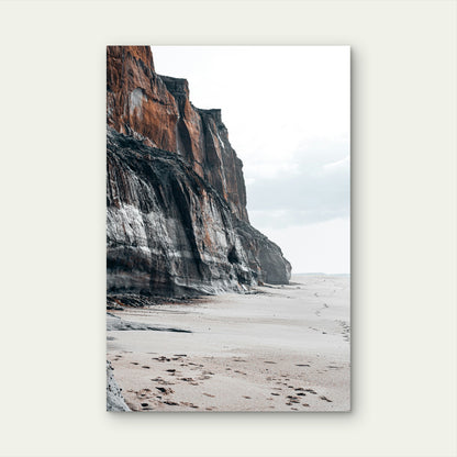 Cliffs Towering Over A Sandy Beach 60x90cm Metal Print Ready to Hang