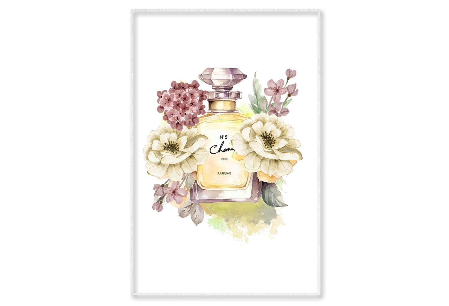 Yellow Perfume Wall Art Limited Edition High Quality Print Canvas Box Framed White