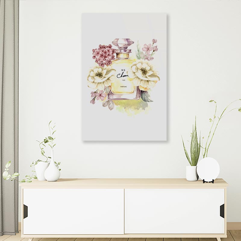 Yellow Perfume 3D Design Acrylic Glass Print Tempered Glass Wall Art 100% Made in Australia Ready to Hang