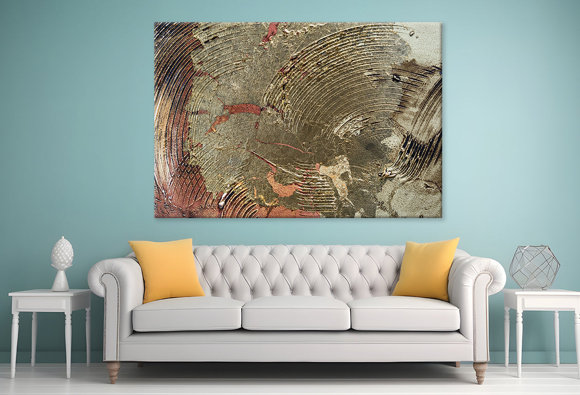 Abstract Golden Oil Paint Texture Wall Art Decor 100% Australian Made