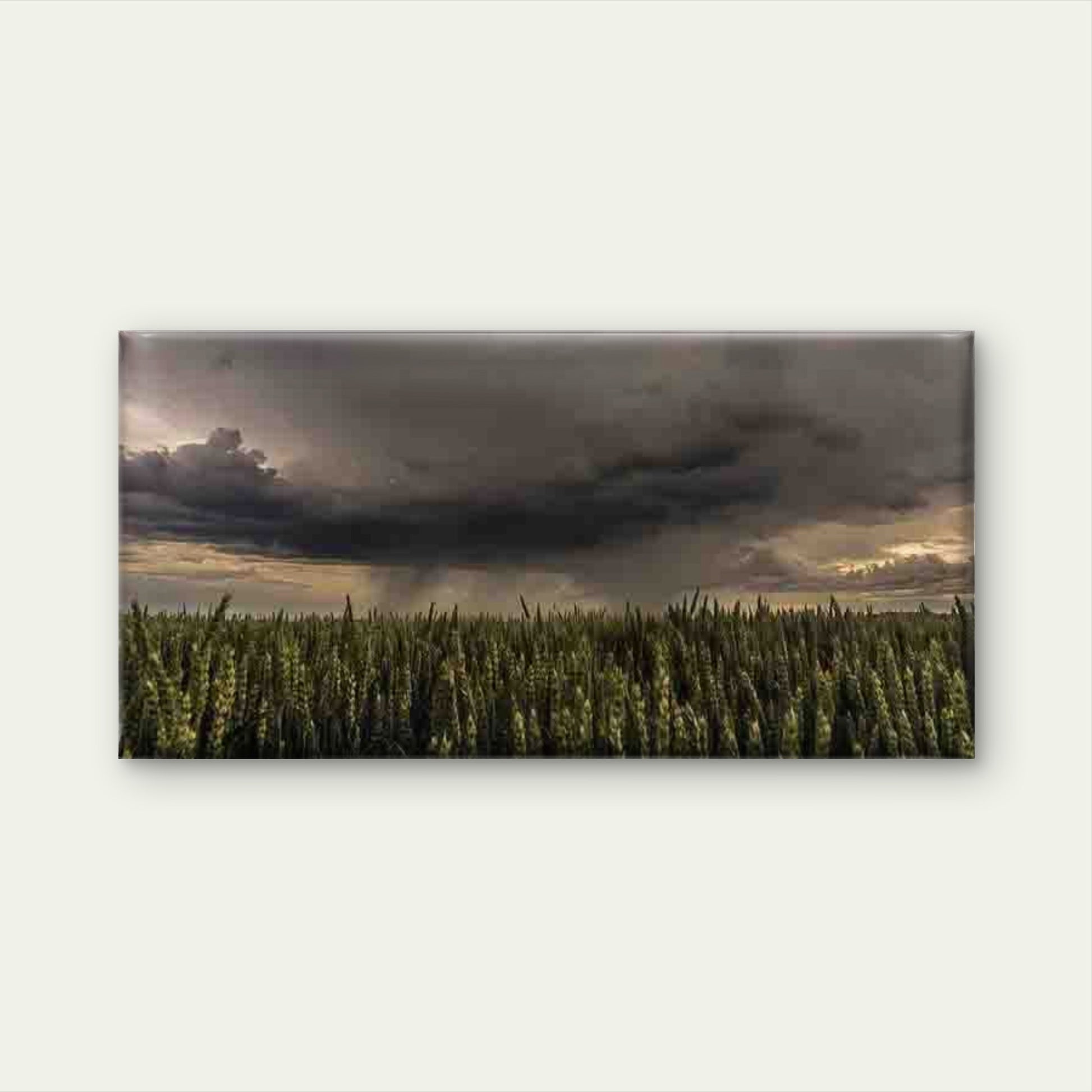 Stormy Sky Over Wheat Field Wall Art Canvas Office Home Room Framed 120x60cm - Bella Home Decor