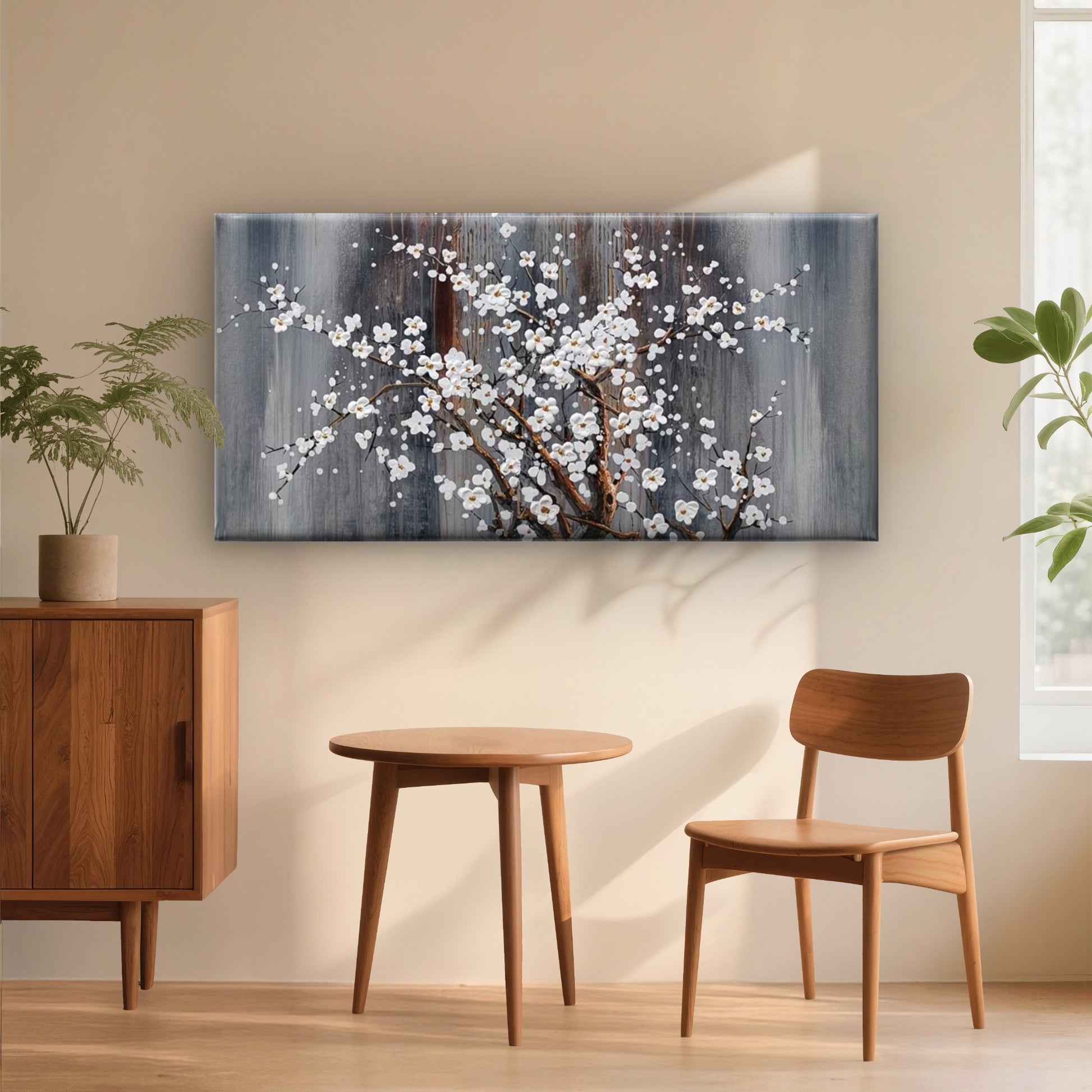 Prunus mume Flower Wall Art Canvas Office Home Room Framed 120x60cm - Bella Home Decor