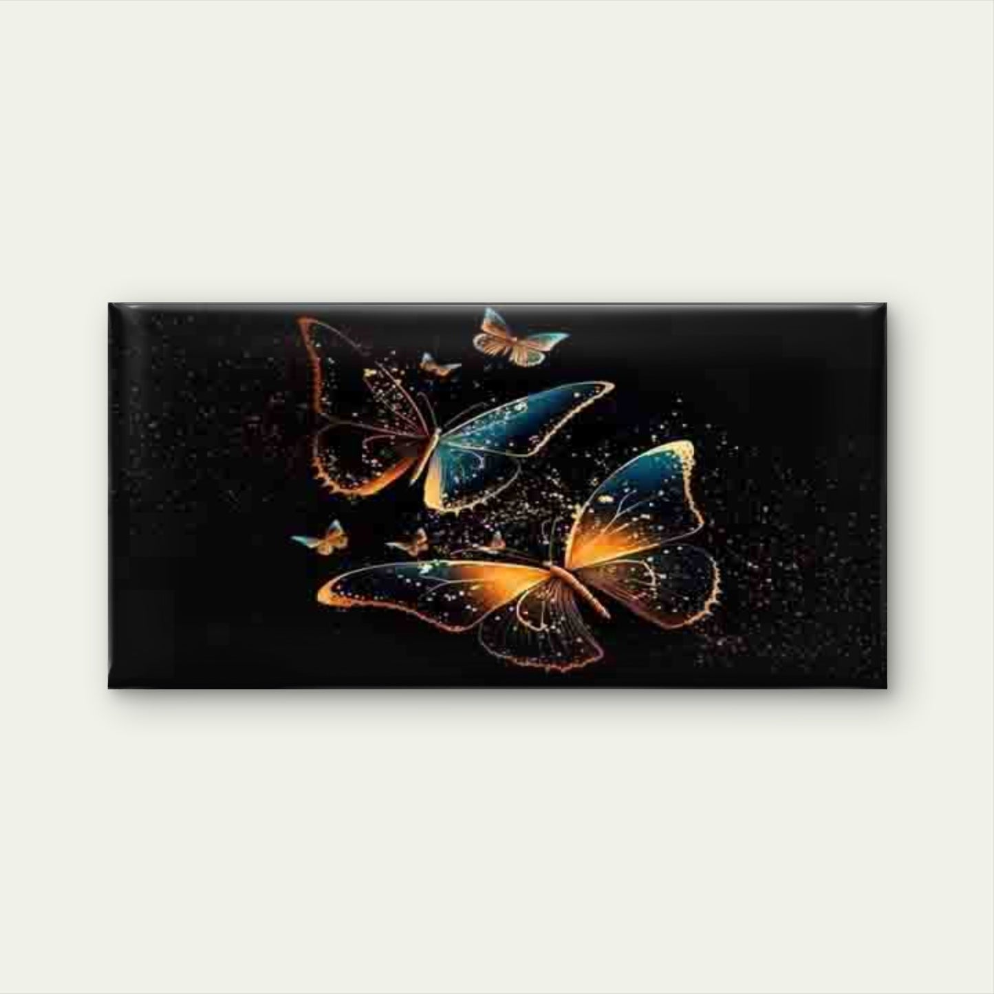 Blue and Orange Butterfly Wall Art Canvas Office Home Room Framed 120x60cm